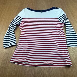 Lauren Ralph Lauren L (Fits like a small) Nautical Stripe Top Coastal Grandma